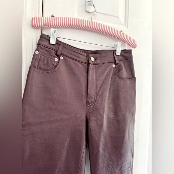 VTG Jeanology Newport News Deep Burgundy Plum Leather Jeans Size 4 - Picture 7 of 15
